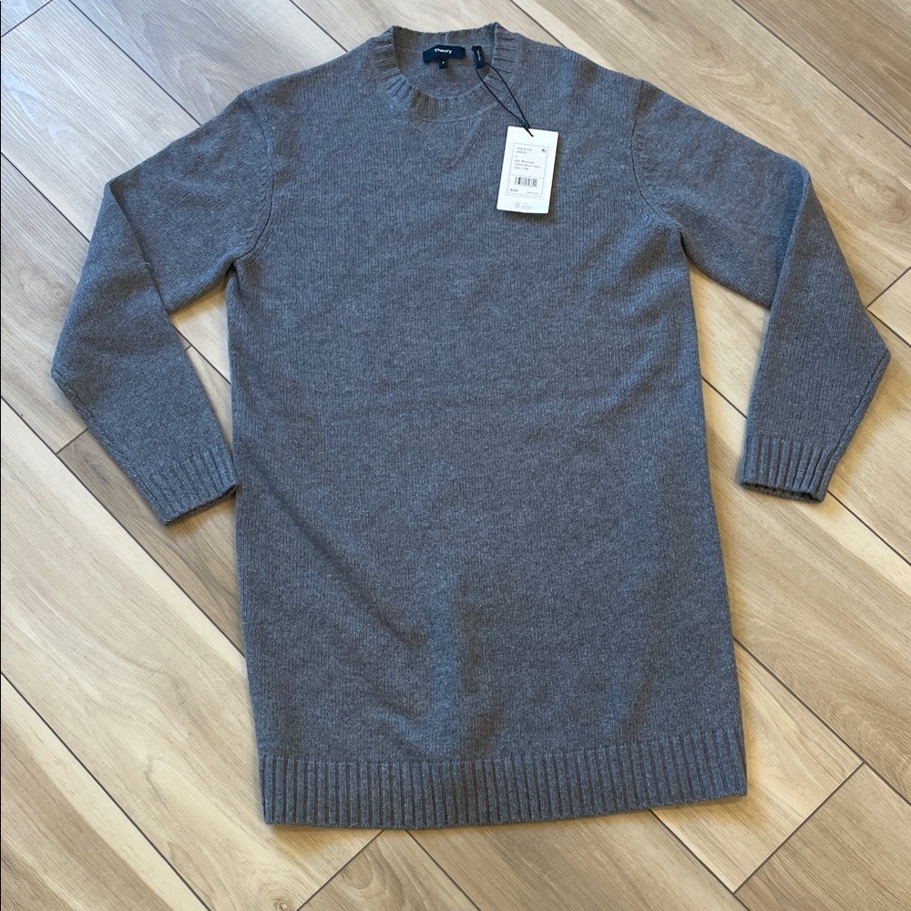 Theory Ash Melange felted wool cashmere womens Sweater dress